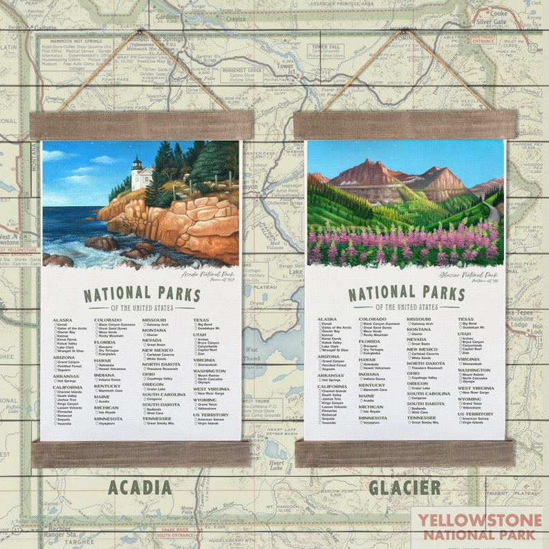 National Park Checklist Poster, Yosemite Wall Art Canvas, Hiking Gifts , RV Gifts, Camping Decor, NPS Travel Bucket List image 4