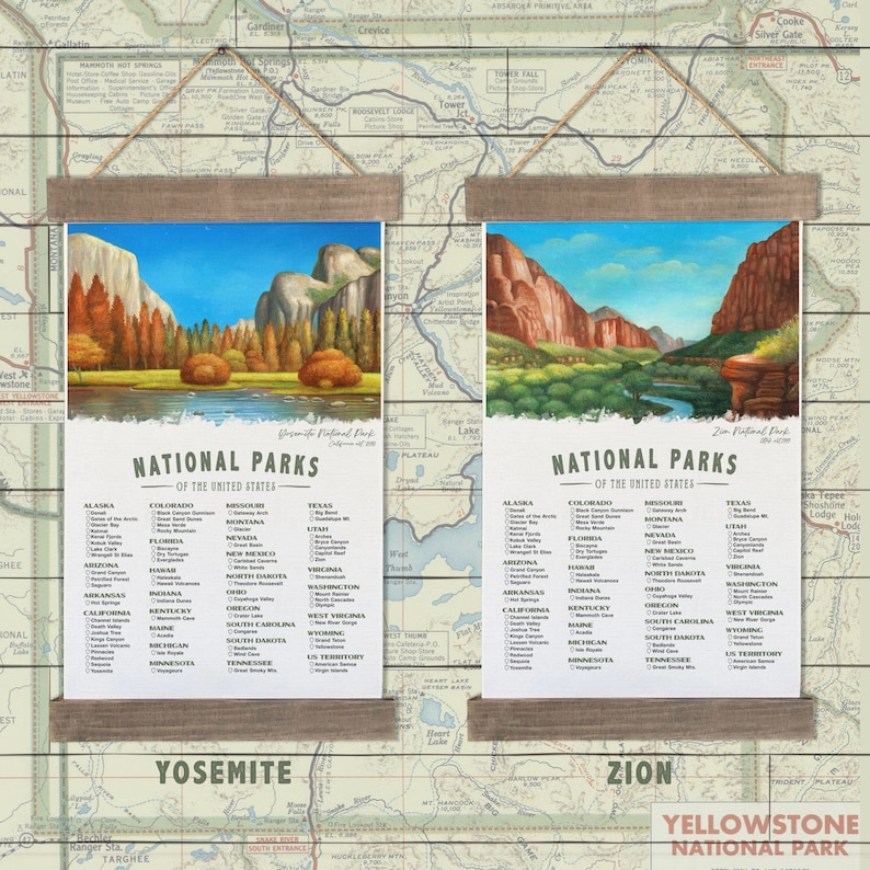 National Park Checklist Poster Wall Art, 63 National Parks Check List Canvas image 10