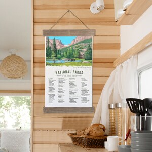 National Park Checklist Poster With Yellowstone Wall Art, Camping Decor To Check Off Your Adventures And Travels Of The 63 US National Parks image 8