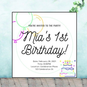 Personalizza il biglietto di compleanno quadrato con download digitale - Canva