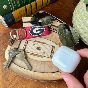 UGA Wood Stadium Valet Tray – Catchall Bowl for Keys & Wallet – Sports Gift – Football Fan Gift – Handmade Stadium Decor
