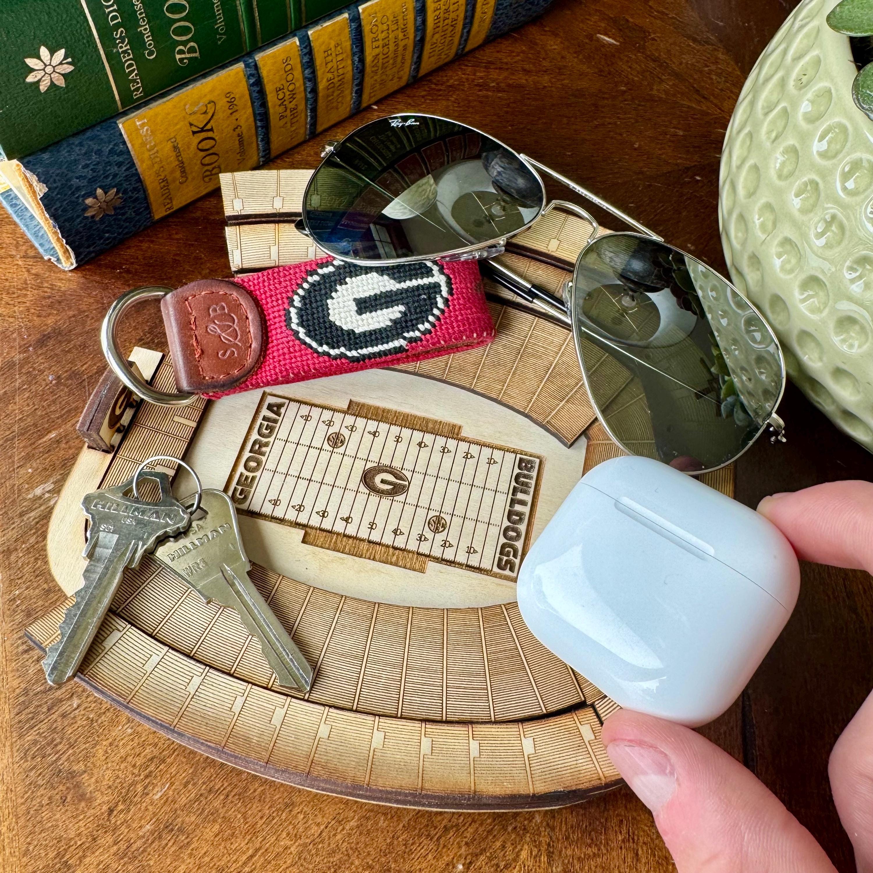 UGA Wood Stadium Valet Tray – Catchall Bowl for Keys & Wallet – Sports Gift – Football Fan Gift – Handmade Stadium Decor