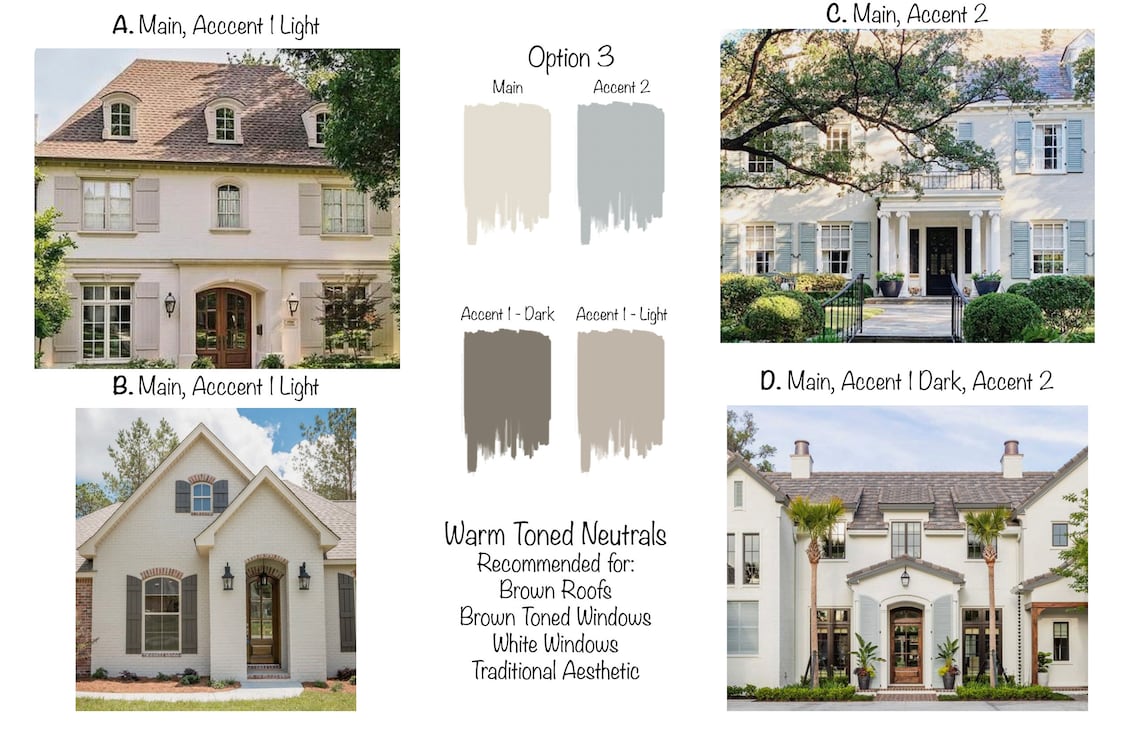 Neutral Exterior Paint 3 Color Schemes Cool Neutral, Warm/cool Neutral