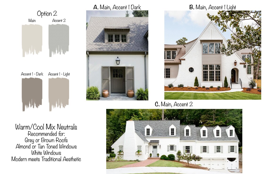 Neutral Exterior Paint 3 Color Schemes Cool Neutral, Warm/cool Neutral