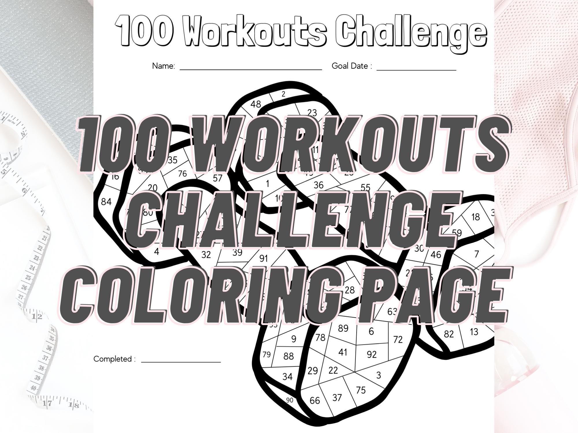 100 Workouts Challenge Coloring Page | Workout Goals 100 | Exercise ...
