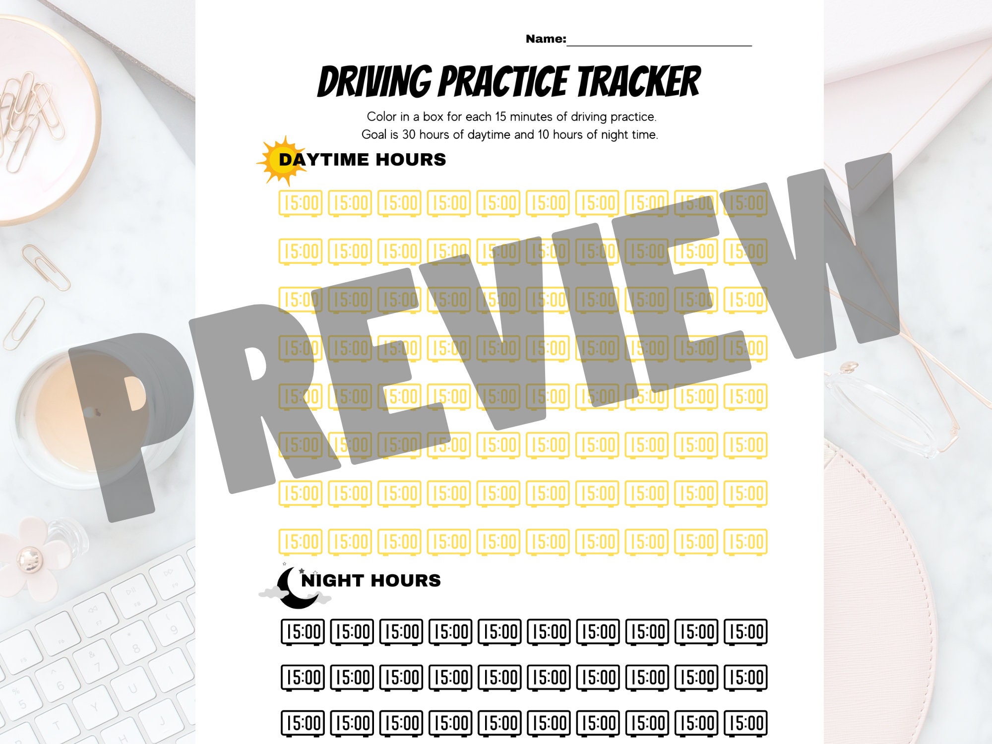 Driving Practice Tracker | Driving Practice Log | Learners Permit Log ...
