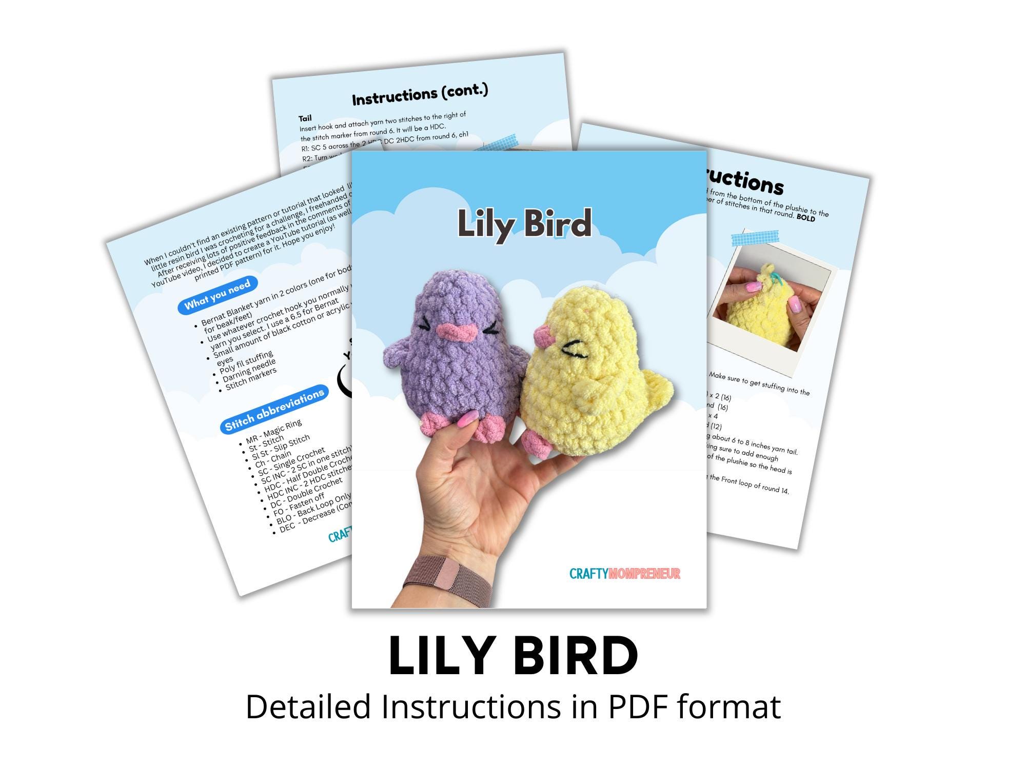 33 Lily Crochet Patterns for Bouquets, Home Decor, and Handmade Gifts 1 Lily Bird Crochet Pattern Little Squinty Birdie