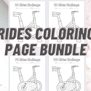 Bundle Rides Challenge Coloring Pages | Ride Goals 30 - 50 - 75 - 100 | Spin Bike coloring page | Tracking Spin Bike Rides