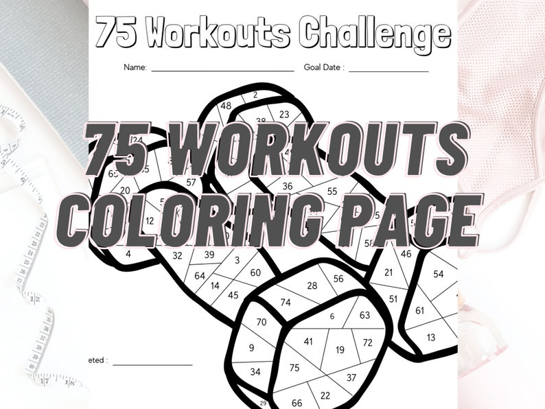 75 Workouts Challenge Coloring Page | Workout Goals 75 | Exercise ...
