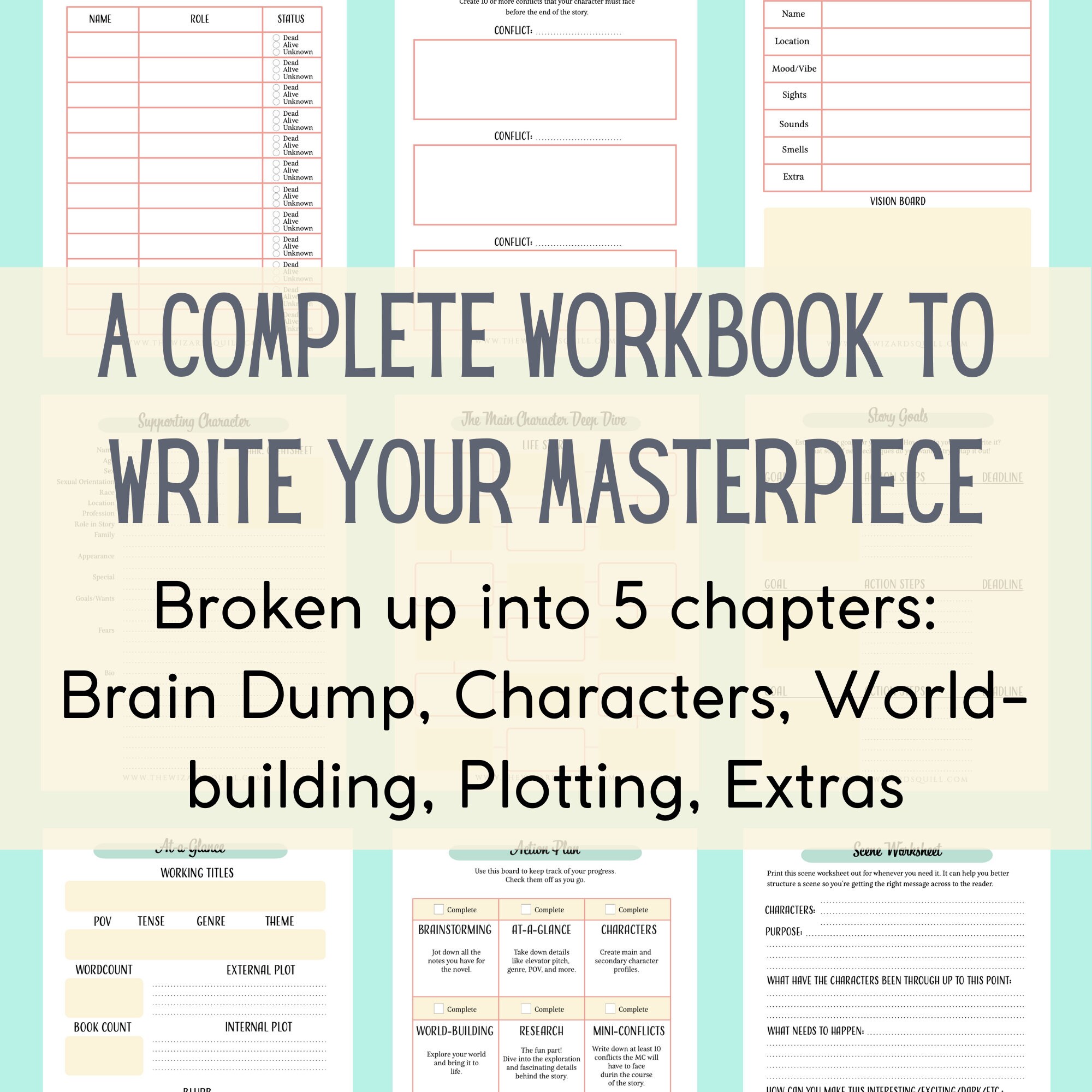 Printable Write a Novel Workbook Writing a Novel Novel Etsy