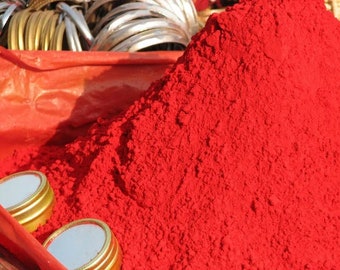 Red NATURAL Kumkum Powder vermilion powder, Premium Quality Deep Red Organic Sindur Kumkum For Women Indian Sindoor 100 10 50 200 400 800 gm