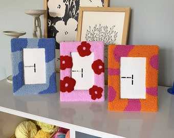 Unique Handmade Punch Needle Picture frame, 4x6 picture frame, Home Decor, Colorful Picture Frame, Gift