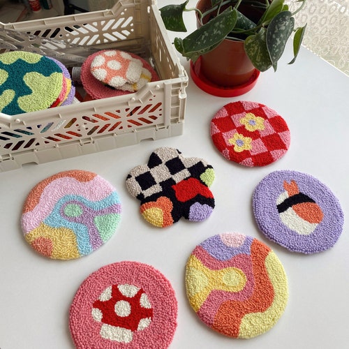 Handmade Coaster / Punch Needle Coaster / Tufted Coaster / Etsy