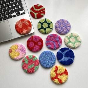 Set of 2 Punch Needle Car Coasters, Set of 2 Car Coaster, Cute Car Decor, Trendy Car Accessories, Car Decor, New Car Gift,