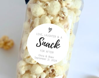 Popcorn Favor Bags – “Love, Laughter & A Snack” Personalized Wedding and Shower Favors