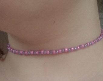 trendy beaded necklace~ purple and pink themed :)