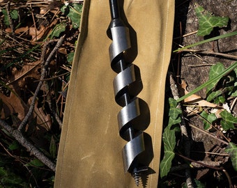 Bushcraft Auger with Beewaxed Canvas Waterproof Case / Drill Diameter: 18mm, 22mm to 24mm, Bushcraft, Survival, Outdoors