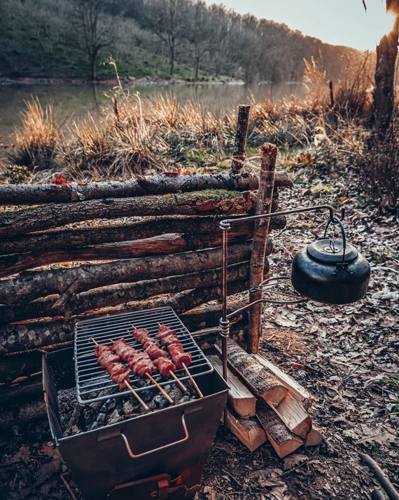 Big Bushcraft Grill With Beewaxed Canvas Carrying Bag Camping Outdoor Survival BBQ Campfire Cooking Fast Shipping Camping Gift Etsy