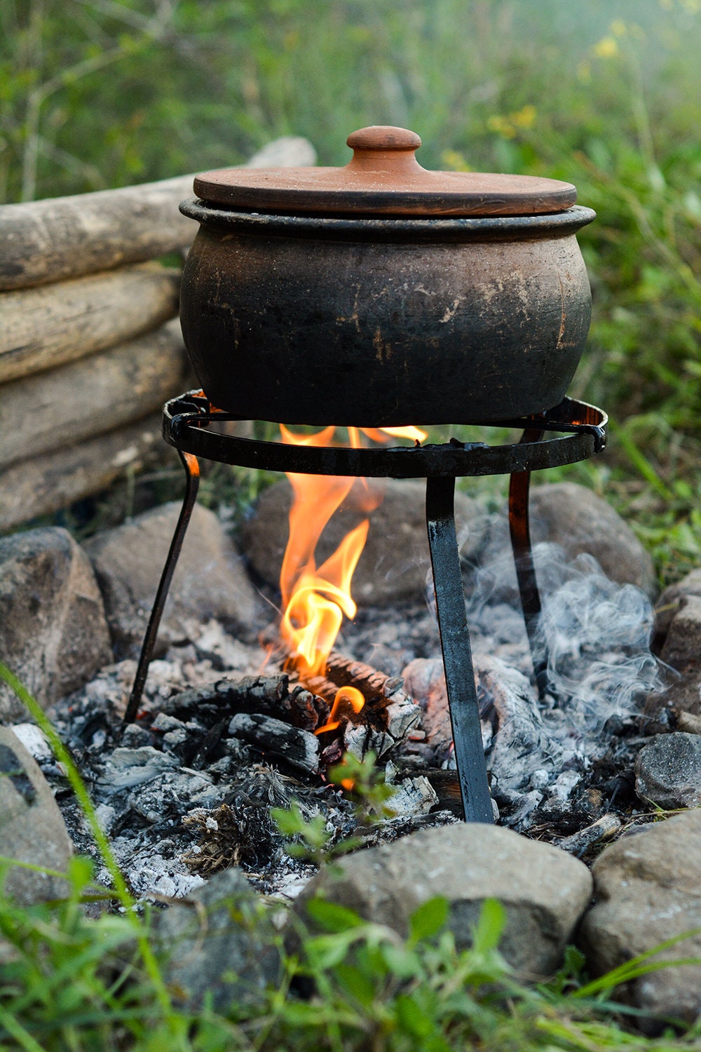Swedish Torch Log Fire Burning Log Camping Emergencies Survival