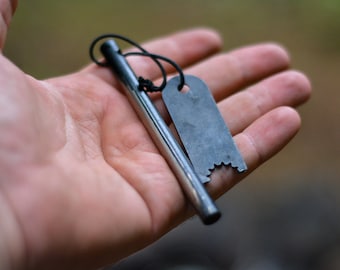 Magnesium Fire Starter with Striker. Up to 10,000 strikes. Bushcraft fire starter, fire starting kit, ferrorod. Survival Equipment