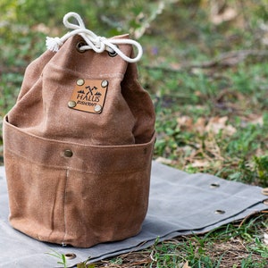 Organizer Beutel mit Taschen - Organic Beeswaxed, Bushcraft, Camping, Werkzeuge tragen, Camping, Outdoor, Survival, Handgemacht