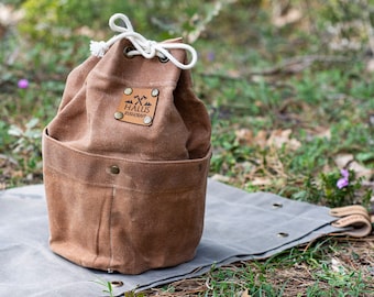 Organiser Pouch with Pockets - Organic Beeswaxed, Bushcraft, Camping, Tools Carry, Camping, Outdoors, Survival, Handmade