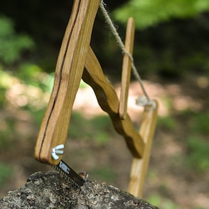 Swedish Large Bow Saw with Handmade BeewaxedCanvas Carrying Case - Handmade Chestnut Bucksaw and Waxed-Canvas Case.