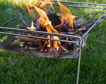 Camping Firepit with canvas carrying case Stainless Steel. Bushcraft, Camping, Campfire, Pit, bbq, Garden, Safe, Cooking