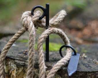 Timber and Log Carrier and Splitter Hand Forged Nails and Hooks+Waxcanvas Case. Bushcraft, Woods, Lumberjack, Camping,