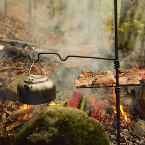 Large Multi-Arm Bushcraft Grill / 2 Swing Arm, 1 Pot Holder and Grill/ Camping / BBQ / Bushcraft Gear / Camping Gear /