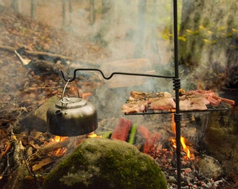 Large Multi-Arm Bushcraft Grill / 2 Swing Arm, 1 Pot Holder and Grill/ Camping / BBQ / Bushcraft Gear / Camping Gear /