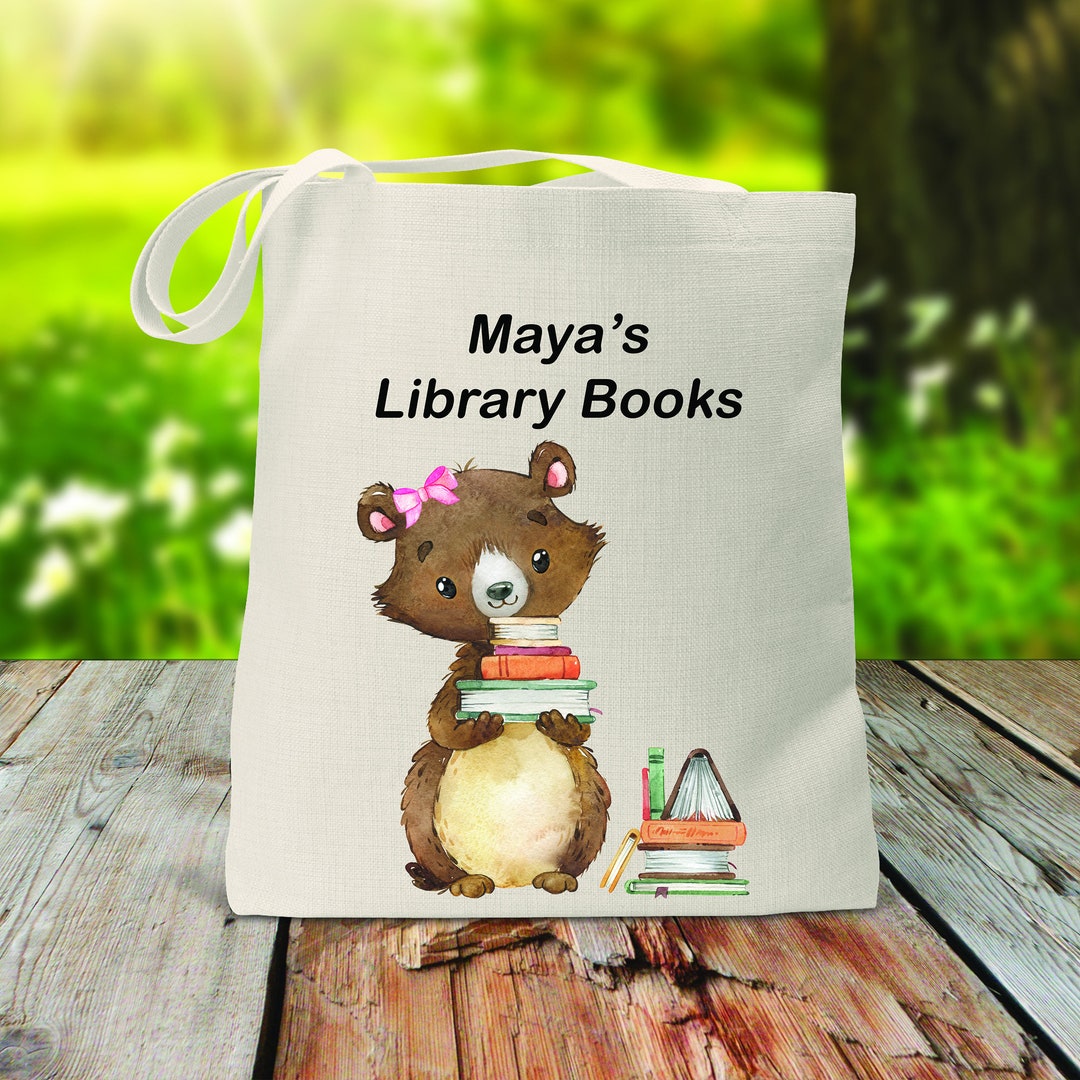 Personalized Library Tote Bags Books Reading Book Bag Etsy