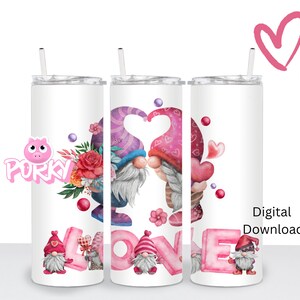 Gnome love image/ PNG valentines sublimation image/ Sublimation download/ pink gnome/ adorable gnome image/ valentines day image
