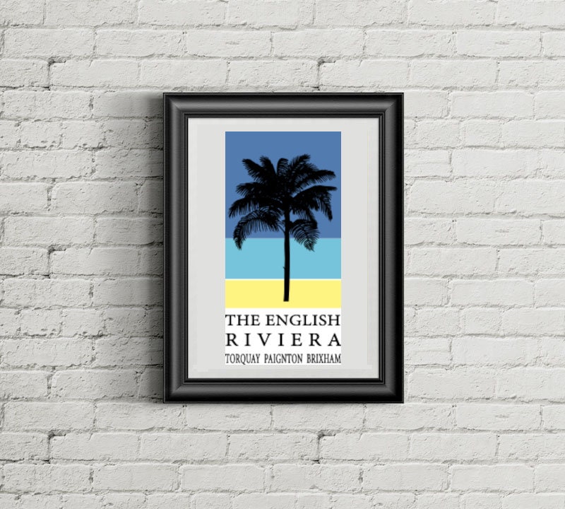English Riviera Print Printable Vintage Poster English Riviera Art Deco Artwork Instant ...