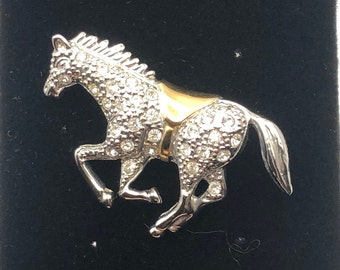 Broche Cheval Strass Argentée 1,9 Pouce - Bijoux Fantaisie Mode - Sans Marque
