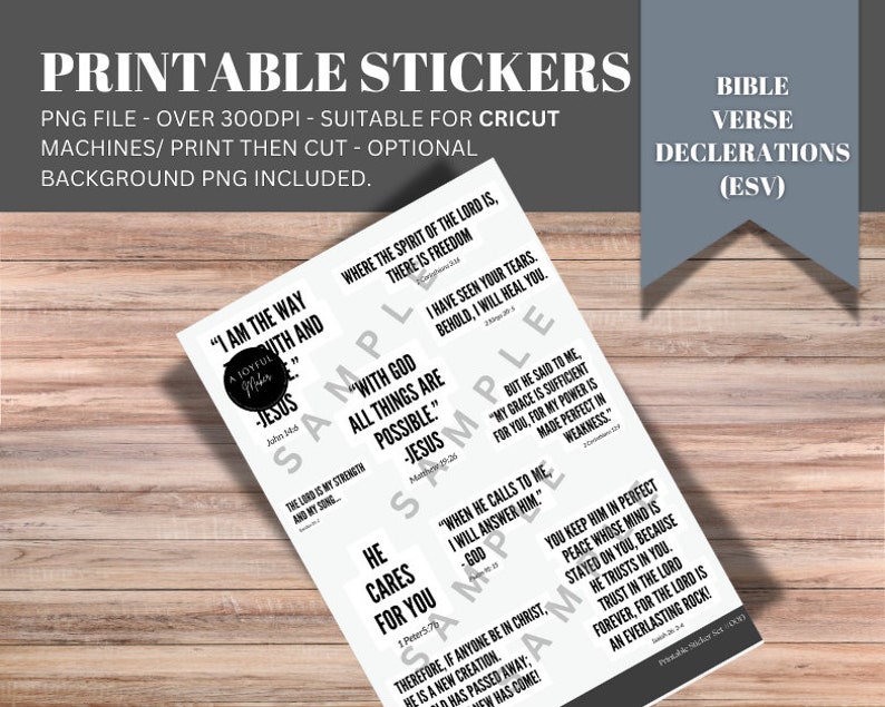 Bible Verse Declaration Printable Stickers/ PNG/ Print at Home/ Cricut ...