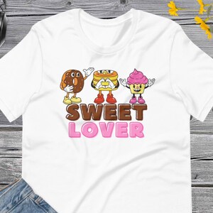 Sweet Lover, Donut Pancake Cupcake Lover, Funny Sweet Face, Dessert, Cartoon Unisex t-shirt
