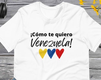 Como te Quiero Venezuela ! Tricolor Hearts, I Love Venezuela, Venezuela en USA, Proud Latina, Latin Power Unisex t-shirt