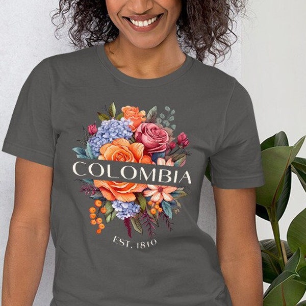 Colombian Girl, Flowers Colombia Designs, Colombia Art, Colombia with Rose, Latina Tee, I'm Colombian Shirt, Gift For Colombian