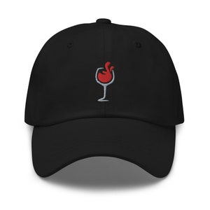 Wine logo Embroidered Adjustable Dad Hat, Wine Lover for Girl, Unstructured 6-panel, low-profile, Wine Lover Multiple Colors