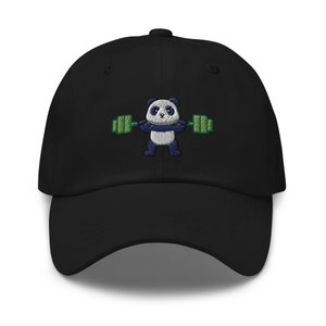Süßer Panda Lifting Bambus Bestickter Verstellbarer Papa Hut, Panda Liebhaber, unstrukturiert 6-Panel, Low-Profile, Baseball cap, Mehrere Farben