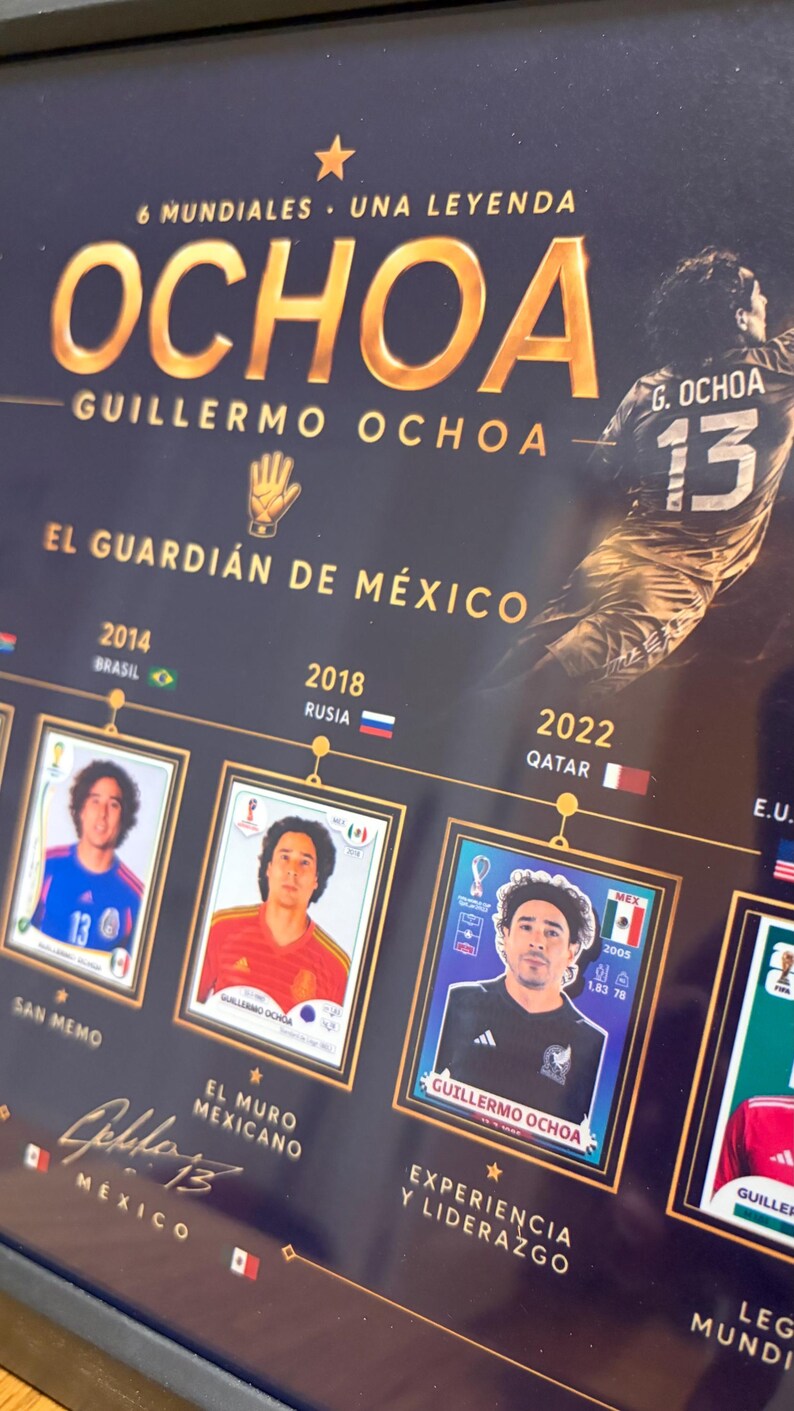 Memo Ochoa World Cup Poster Template Deluxe XL | Memo Ochoa Editable Canva| 6 World Cups Legend | Mexico Soccer Art| Ochoa Futbol mexicano image 8