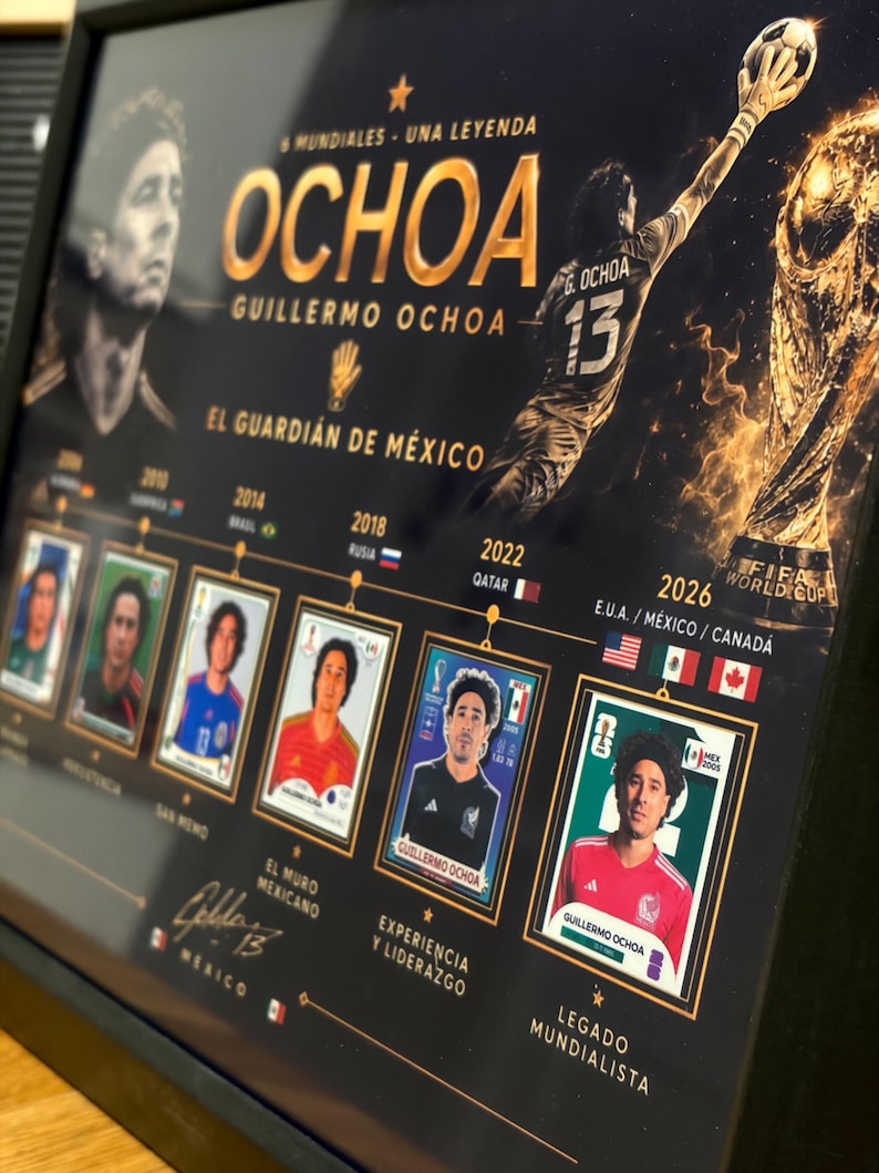 Memo Ochoa World Cup Poster Template Deluxe XL | Memo Ochoa Editable Canva| 6 World Cups Legend | Mexico Soccer Art| Ochoa Futbol mexicano image 9