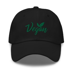 Vegan bestickter, verstellbarer Papa Hut, veganer Liebhaber, unstrukturiert 6-teilig, low-profile, Baseball cap, Mehrere Farben