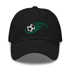 Soccer Ball Dad Hat, Embroidered soccer hat, Flaming Soccer hats for men, Soccer gifts, Unstructured 6-panel, low-profile, Baseball Cap