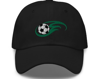 Soccer Ball Dad Hat, Embroidered soccer hat, Flaming Soccer hats for men, Soccer gifts, Unstructured 6-panel, low-profile, Baseball Cap
