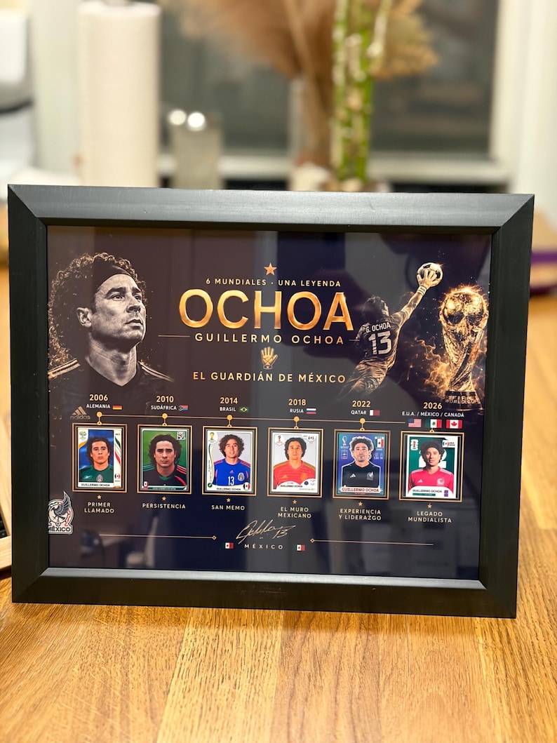 Memo Ochoa World Cup Poster Template Deluxe XL | Memo Ochoa Editable Canva| 6 World Cups Legend | Mexico Soccer Art| Ochoa Futbol mexicano image 3
