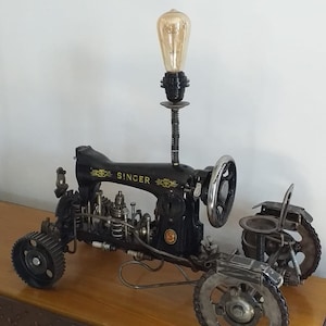 Vintage Lamp-Sewing Machine-Desk Lamp-Office Lamp-Antique Lamp-Contemporary Art-Vintage Lightning-Art Deco Lamp-Bed Side Table-Retro Lamp.