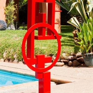 Yard sculpture/statue/steel sculpture/red sculptures/Garden sculpture/outdoor sculpture/metal sculptures/handmade sculpture/abstract statue
