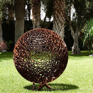 Garden Sculptures/rustic sculpture/Handcrafted/Handmade sculpture/Yard sculptures/Outdoor sculpture/exterior sculpture/steel sphere /sphere